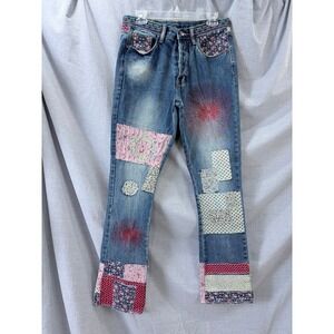 MNML | Mens Patchwork Embroidered Straight Leg Jeans Blue | 30